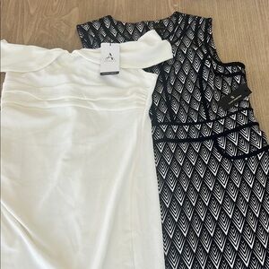Elegant White and Black Patterned Dresses NWT Size XL
